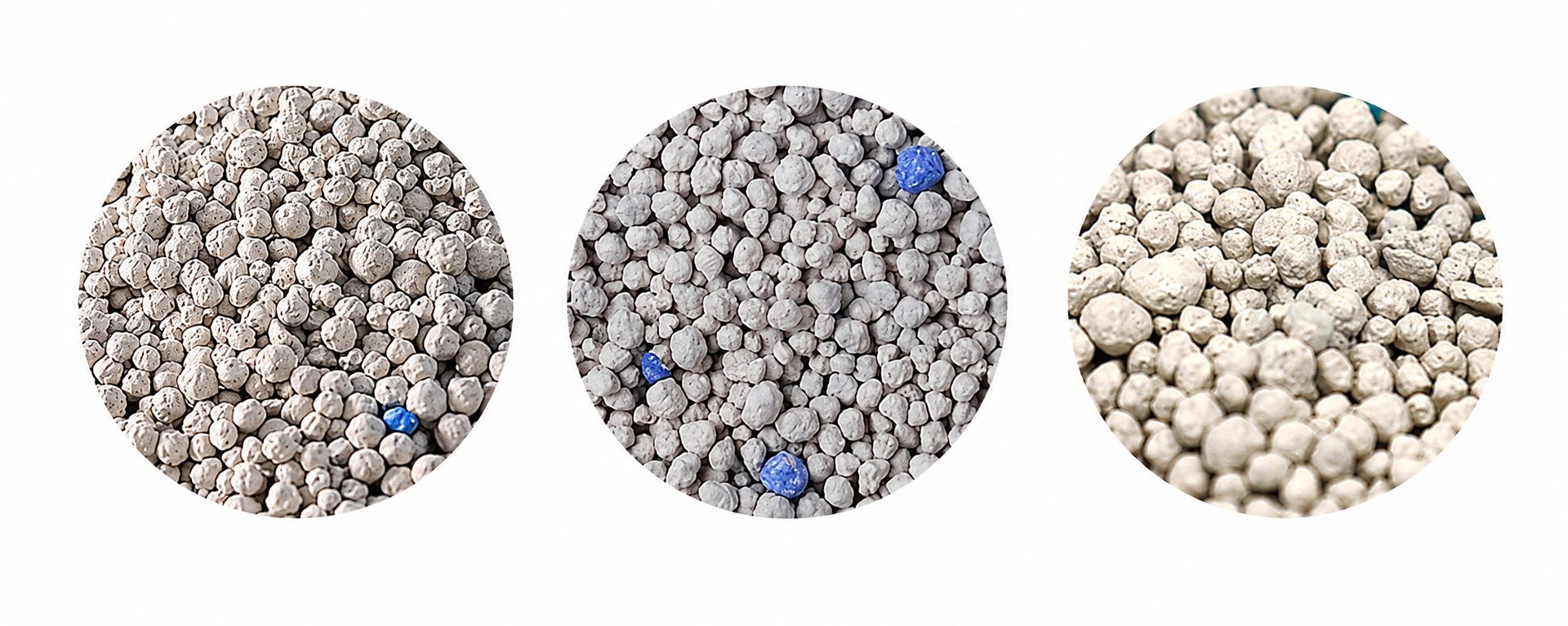 Close-up of spherical bentonite cat litter granules